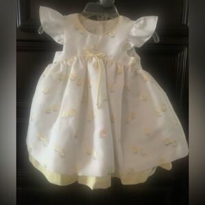 Charming White and Yellow Floral Kids Formal Dress